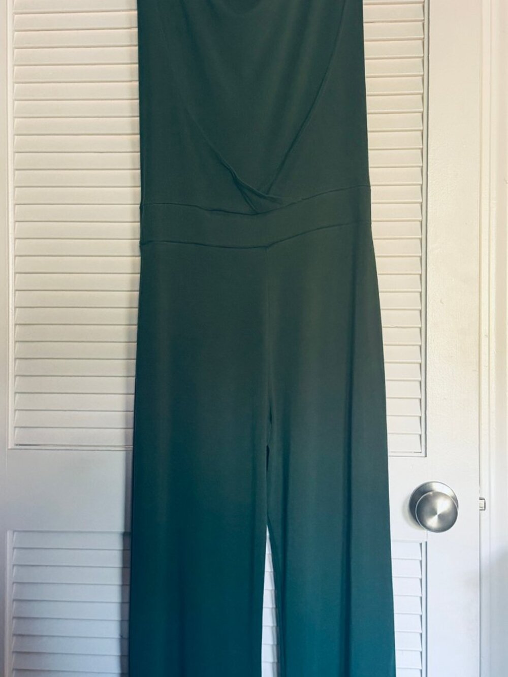 Aria Lattner Jumpsuit Size M Dark Green Wide Leg Cowl Neck